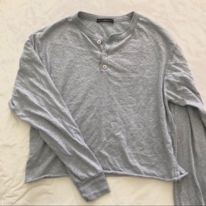 brandy melville grey button up acacia long sleeve